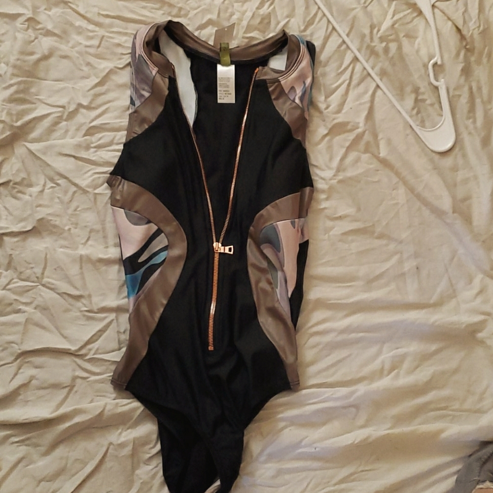 One piece classy zip up swimsuit